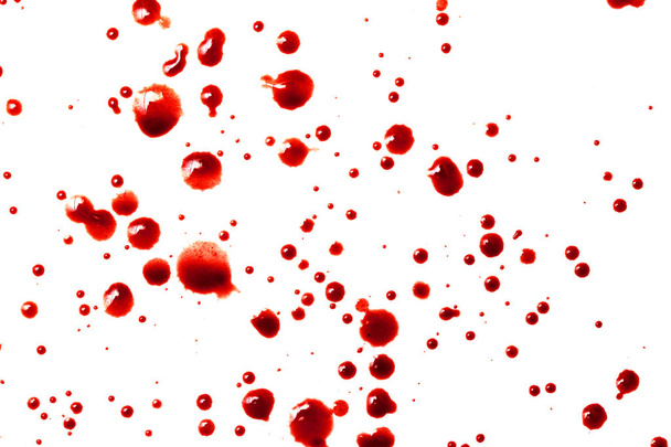 白い紙に赤い血の滴 - 写真・画像