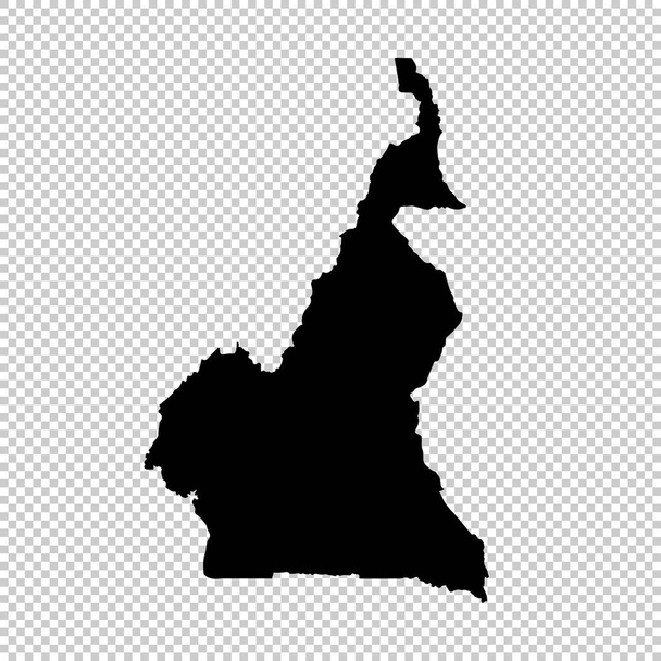 Vektorová mapa Kamerunu. Izolované vektorové ilustrace. Černá na bílém pozadí. Obrázek EPS 10. - Vektor, obrázek