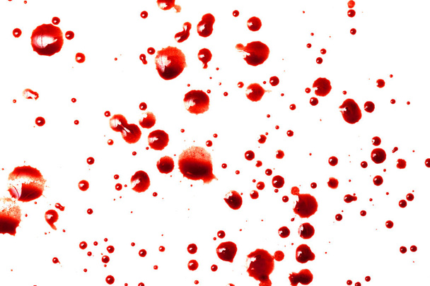 kapky červené krve na bílém papíře - Fotografie, Obrázek