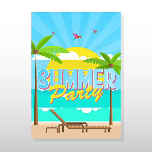 Summer Flyer or Brochure in Flat Style Design Vector - Vecteur, image