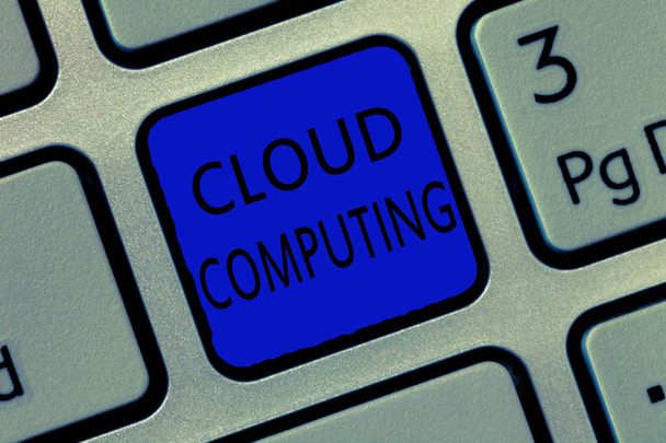Writing note showing Cloud Computing. Business photo showcasing use a network of remote servers hosted on the Internet - Photo, Image