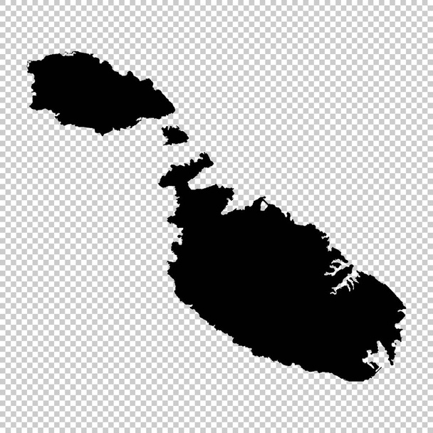 Вектор карта Мальта. Ізольована Векторні ілюстрації. Чорний на білому тлі. EPS 10 ілюстрація. - Вектор, зображення