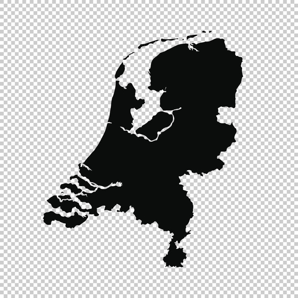 Vektorová mapa Nizozemsko. Izolované vektorové ilustrace. Černá na bílém pozadí. Obrázek EPS 10. - Vektor, obrázek