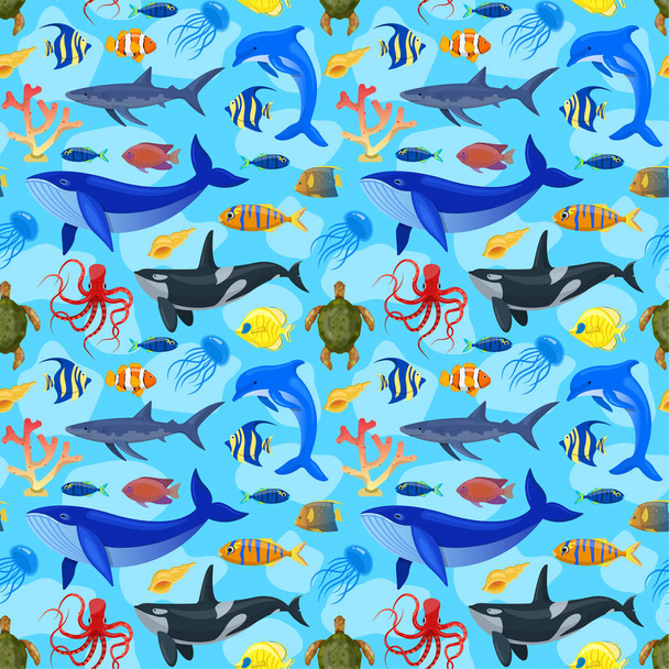 patroon met dieren van de Oceaan - Vector, afbeelding