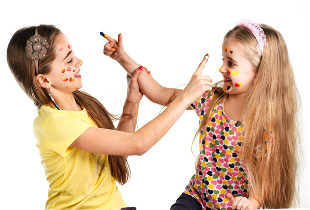 two girls painted - Photo, Image