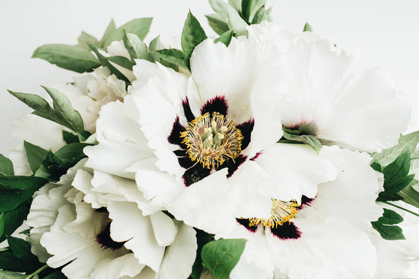 Closeup of white peony flowers bouquet - Zdjęcie, obraz