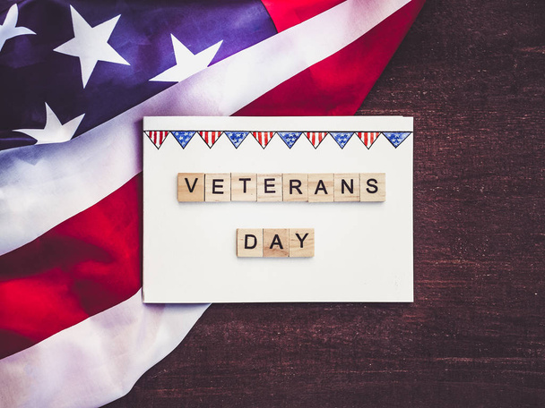Beautiful Greeting Card on Veterans day. Preparation for the holiday - Photo, image