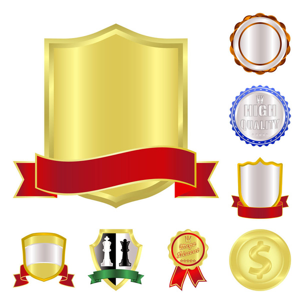 Vector design of emblem and badge symbol. Set of emblem and sticker vector icon for stock. - Вектор, зображення
