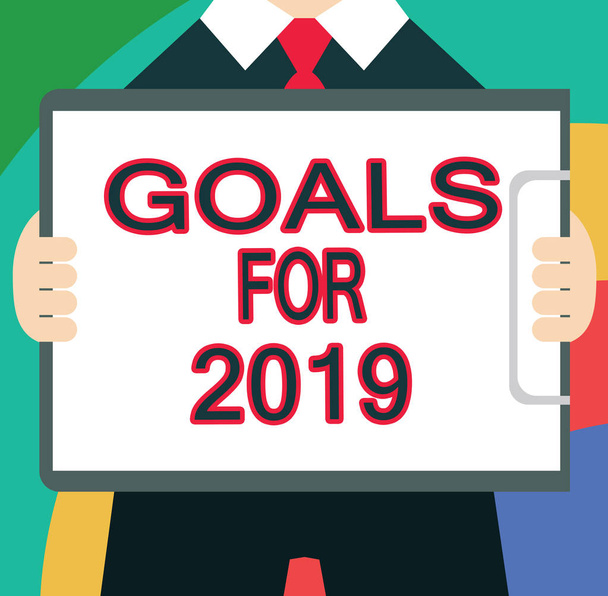 Tekst teken weergegeven: doelen voor 2019. Conceptuele foto de volgende dingen die je wilt bereiken in 2019 te hebben - Foto, afbeelding