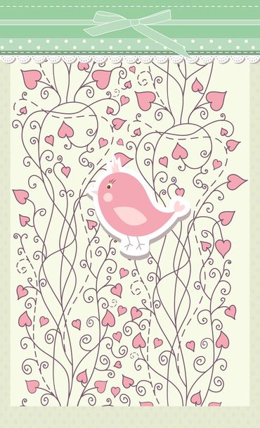 Card for valentine day with bird vector - Vector, Image