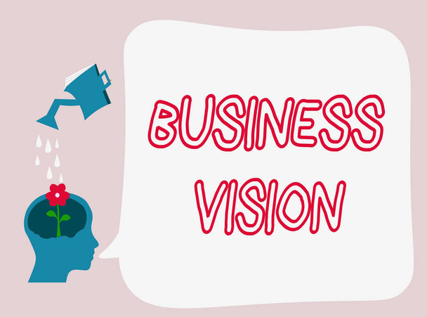 Textschild mit Business Vision. Konzeptfotos wachsen Ihr Geschäft in der Zukunft basierend auf Ihren Zielen - Foto, Bild