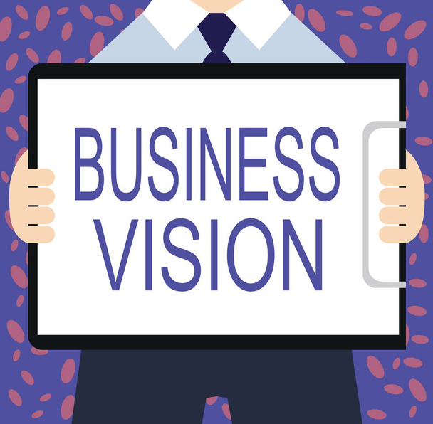 ビジネスビジョンを示すメモを書く。あなたの目標に基づいて将来的にあなたのビジネスを成長させるビジネス写真 - 写真・画像