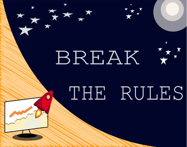 Break The Rules gösterilen metin işareti. Resmi kuralları ve kısıtlamaları karşı bir şeyler yapmak için kavramsal fotoğraf - Fotoğraf, Görsel
