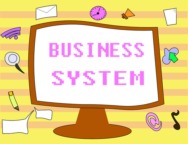 Teksti merkki osoittaa Business System. Käsitteellinen kuva Menetelmä organisaatioiden tietojen analysoimiseksi
 - Valokuva, kuva