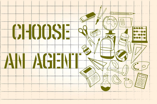 Текст для написания слов Выберите агента. Бизнес-концепция для того, чтобы выбрать того, кто принимает решения от вашего имени
 - Фото, изображение