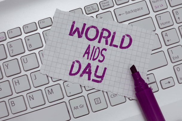 概念的な手書きの世界エイズデーを示します。ビジネス写真テキスト、エイズの啓発活動に専用の 12 月 1 日 - 写真・画像