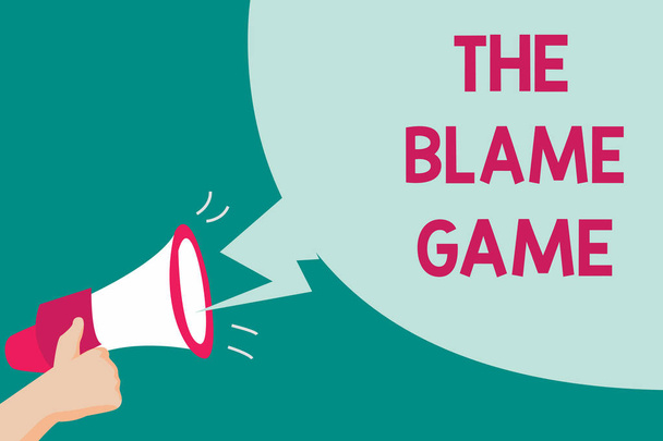 Ecriture conceptuelle montrant The Blame Game. Texte de la photo d'affaires Une situation où les gens tentent de se blâmer mutuellement
 - Photo, image
