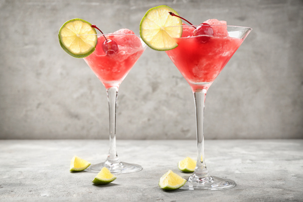 Fresh summer cocktail in glasses on light table - Photo, Image