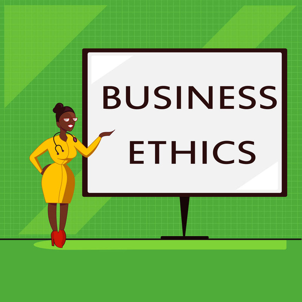 Scrittura concettuale a mano che mostra l'etica aziendale. Business photo in mostra i principi morali che guidano il modo in cui un business si comporta
 - Foto, immagini