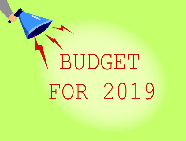 Conceptual hand writing showing Budget For 2019. Business photo showcasing An written estimates of income and expenditure for 2019 - Photo, Image