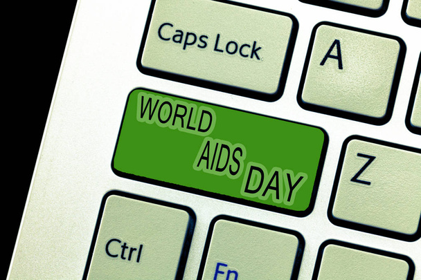 Текст знака показ Міжнародний день СНІДу. Концептуальні фото 1-го грудня присвячений підвищення обізнаності апаратів - Фото, зображення