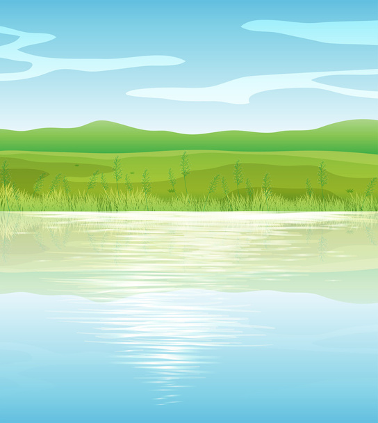 A calm blue lake - Vector, Image