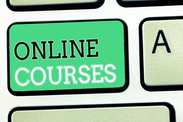 Text sign showing Online Courses. Conceptual photo Revolutionizing formal education Learning through internet - Photo, Image