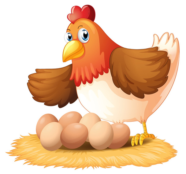 Une poule et ses sept œufs
 - Vecteur, image
