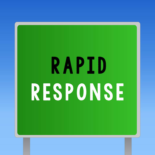 Word writing text Rapid Response. Business concept for Medical emergency team Quick assistance during disaster - Photo, Image