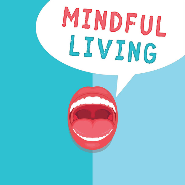 Parola scrittura testo Mindful Living. Concetto di business per essere pienamente consapevoli e impegnati su qualcosa di consapevole e sensibile
 - Foto, immagini