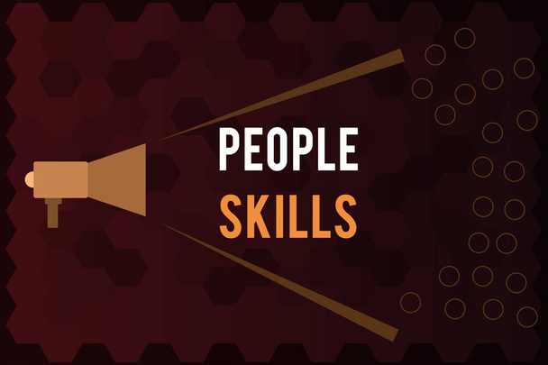 Handgeschreven tekst People Skills. Begrip betekenis krijgen langs goed effectieve communicatie Rapport aanspreekbaar - Foto, afbeelding