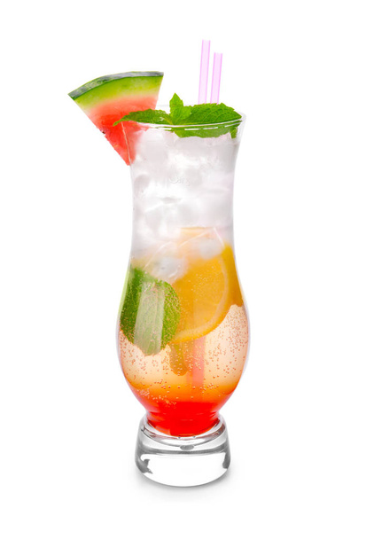 Fresh summer cocktail in glass on white background - Foto, imagen