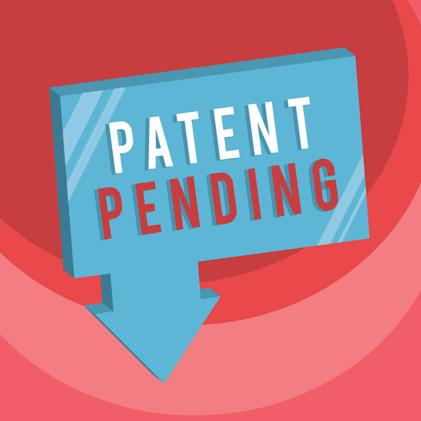 Tekst pisma Patent oczekujący. Pojęcie oznaczające wniosek już złożony, ale jeszcze nieprzyznany, ubiegający się o ochronę - Zdjęcie, obraz