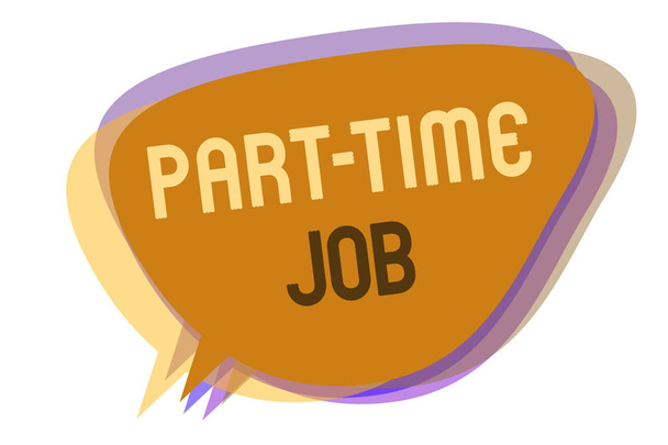 Word writing text Part Time Job. Business concept for Weekender Freelance Casual OJT Neophyte Stint Seasonal Speech bubble idea message reminder shadows important intention saying. - Photo, Image