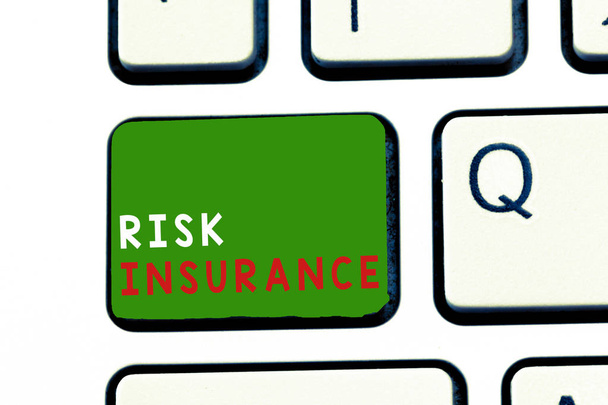 Znak tekstowy pokazujący ubezpieczenie od ryzyka. Zdjęcie koncepcyjne Możliwość odszkodowania z tytułu utraty odpowiedzialności cywilnej - Zdjęcie, obraz