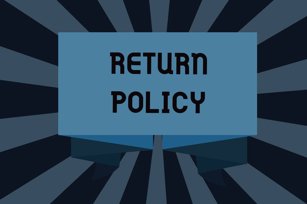 Text sign showing Return Policy. Conceptual photo Tax Reimbursement Retail Terms and Conditions on Purchase - Photo, Image