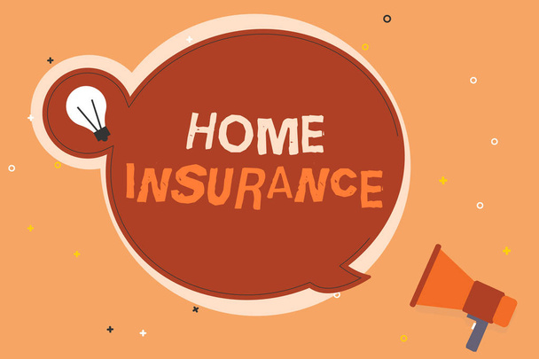 Conceptuele handschrift toont Home Insurance. Zakelijke foto presentatie Omvat verliezen en schade en op ongevallen in het huis - Foto, afbeelding