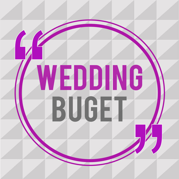 Escritura manual conceptual que muestra el Buget de la boda. Texto de la foto de negocios Casarse de una manera económica y no romper el banco
 - Foto, imagen
