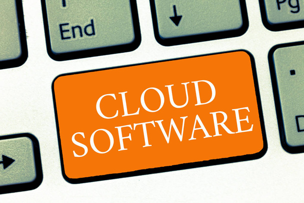 Konzeptionelle Handschrift, die Cloud Software zeigt. Geschäftstexte Programme zur Speicherung von Daten über das Internet - Foto, Bild