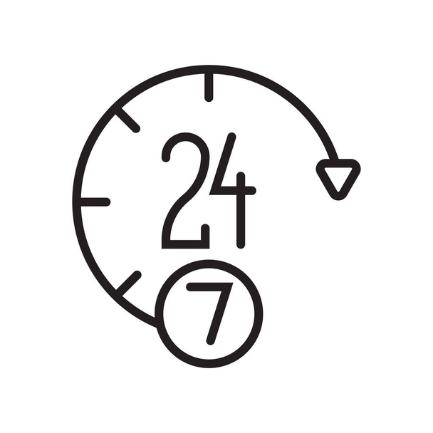 24 часа иконка вектор знак и символ изолированы на белом фоне, 24 часа логотип концепции
 - Вектор,изображение