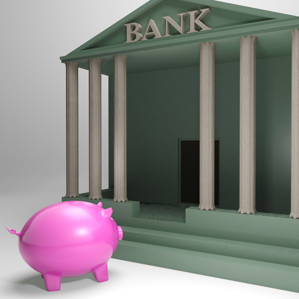 Piggybank entrare in banca mostra prestito di denaro
 - Foto, immagini