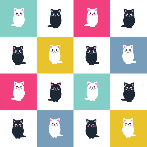 Αφίσα με χαριτωμένα γάτες σε πλατείες - Διάνυσμα, εικόνα