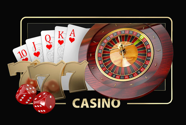 Casino Games of Fortune Käsitteellinen Banner 3d Kuvitus kasinopelejä elementtejä
 - Valokuva, kuva