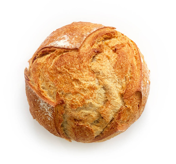 pane appena sfornato isolato su sfondo bianco, vista dall'alto - Foto, immagini