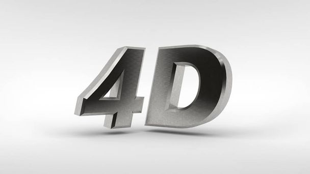 Logo 4D en métal isolé sur fond blanc avec effet de réflexion. Rendu 3d
 - Photo, image
