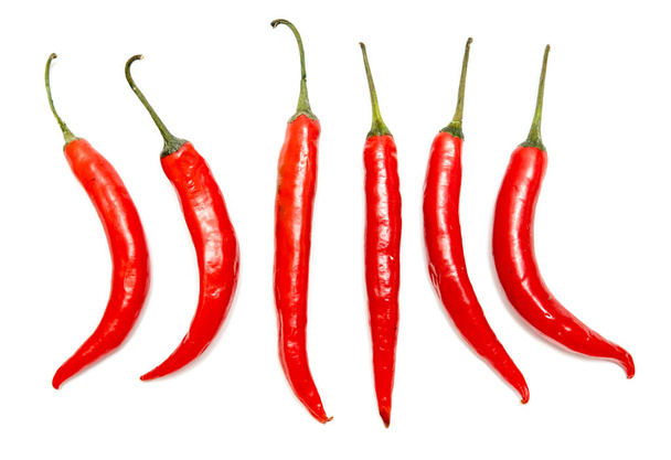 Red chile pepper bitter on white background - Foto, Imagem