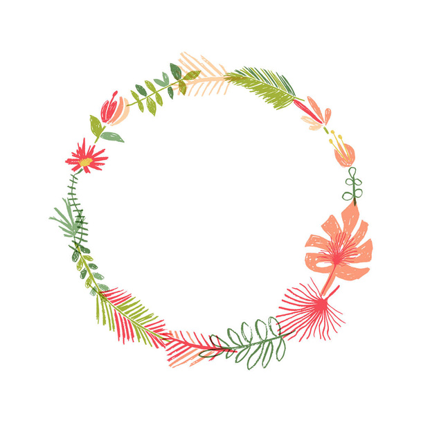 熱帯花の組成、熱帯の花輪 - ベクター画像