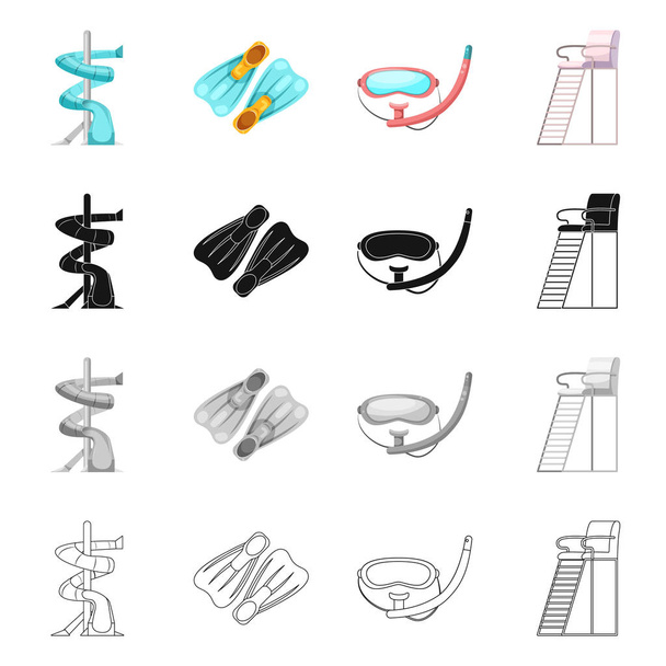 Vector illustration of pool and swimming sign. Collection of pool and activity vector icon for stock. - Вектор, зображення