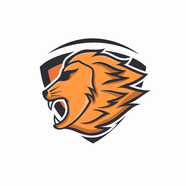 Aslan maskot baş vektör logo illüstrasyon izole amblemi hayvanlar spor  - Vektör, Görsel