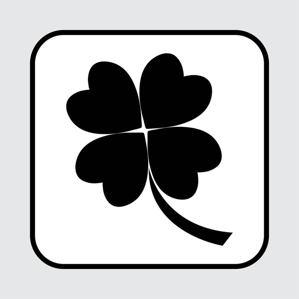 Icono de trébol de cuatro hojas. Silueta negra. Ilustración vectorial
 - Vector, imagen